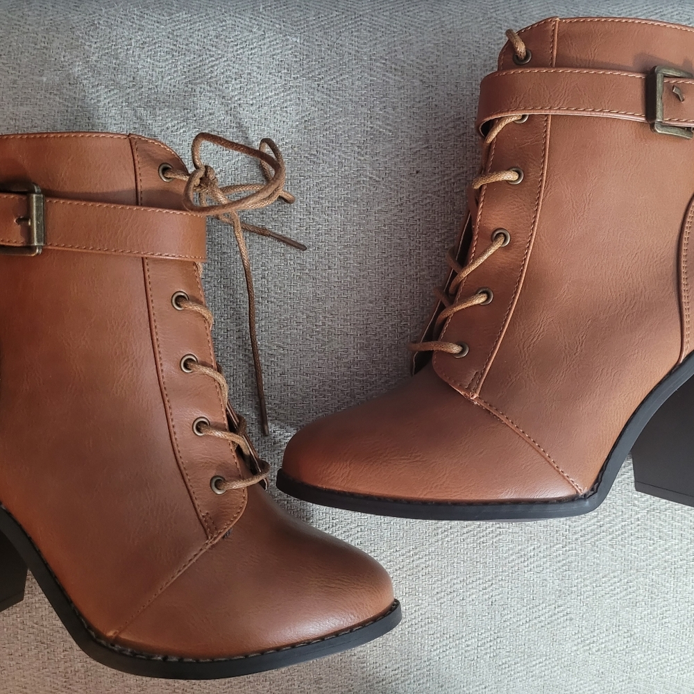 Brown booties.
